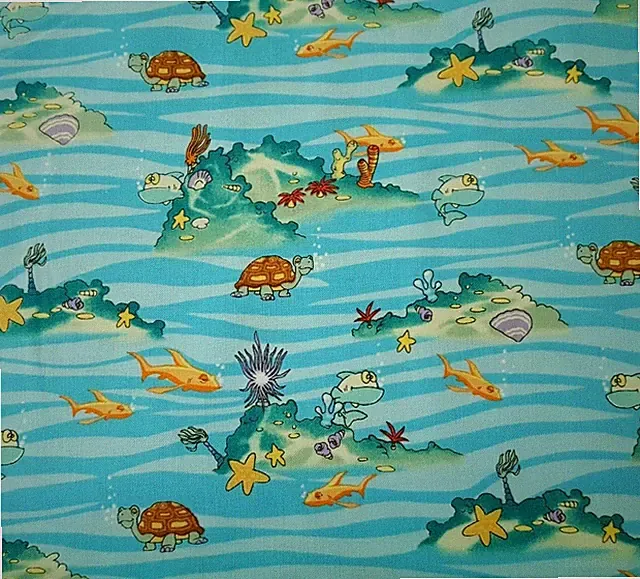 22" How In the World? Veggie Tales Quilting Treasure Under Sea Fish Shells Ocean