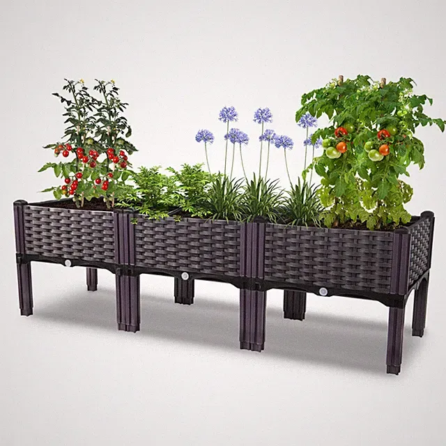 3-Pack Raised Garden Bed Kit: Rectangle Planter Box for Flowers & Vegetables
