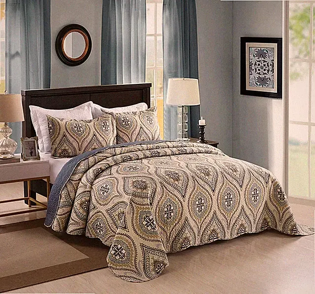 3 Piece Lightweight Quilt King Printed Quilt Set Bedding Lightweight Oversize