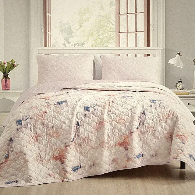 3 Piece Printed Quilt Set Lightweight Bedspread Set Darmon