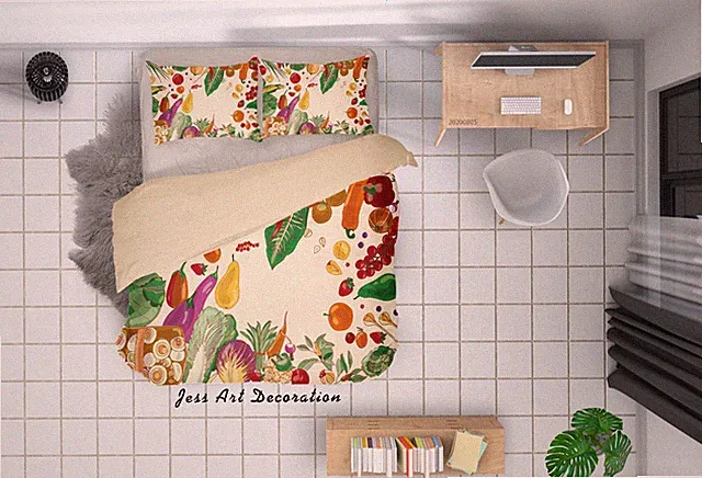 3D Fruits Vegetables Quilt Cover Set Duvet Cover Bedding Pillowcases
