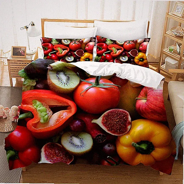 3D Vegetables Fruits Colorful Quilt Cover Set Bedding Sets Pillowcases 64