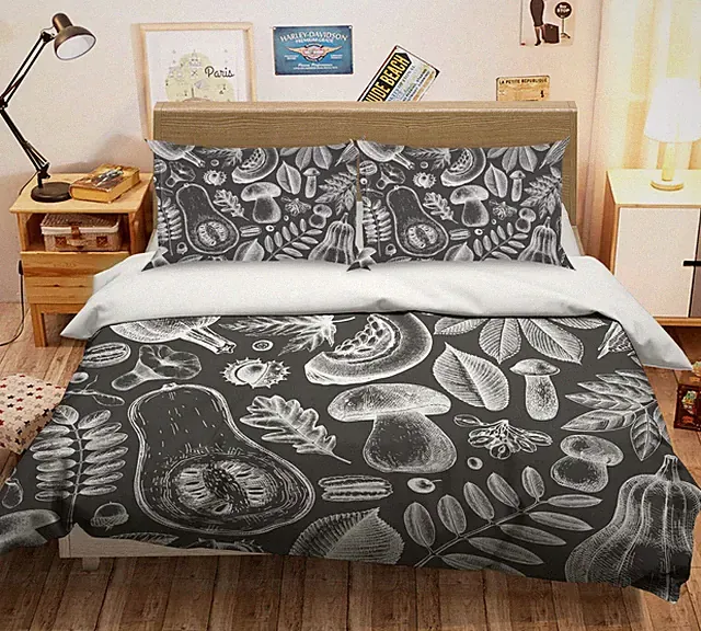 3D Vegetables NAO1615 Bed Pillowcases Quilt Duvet Cover Set Queen King Fay