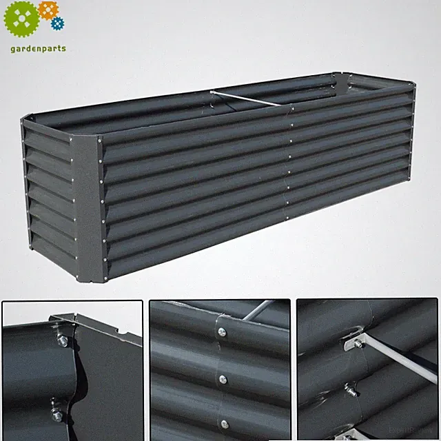 8x2x2 Ft Metal Galvanized Raised Garden Bed Dark Grey Planter Box For Vegetable