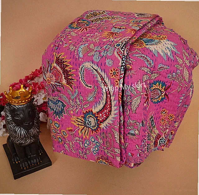 Bohemian soft printed quilt Mukut print cotton blankets lightweight comforter.