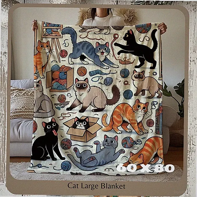 Cat Lover Flannel Blanket – Custom Pet Throw Gift for Cat Moms