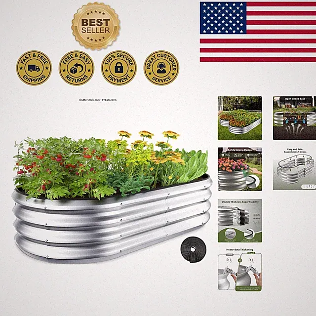 Classic Silver 4x2 ft Raised Garden Bed with Rubber Edges for Safety and Comfort