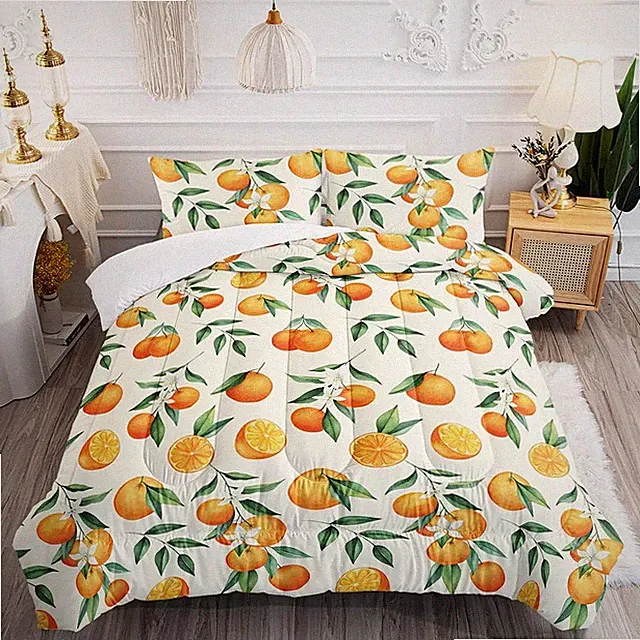 Color Fruit Comforter Set, Modern Simplistic Pineapple Bedding Bedspread for Kid