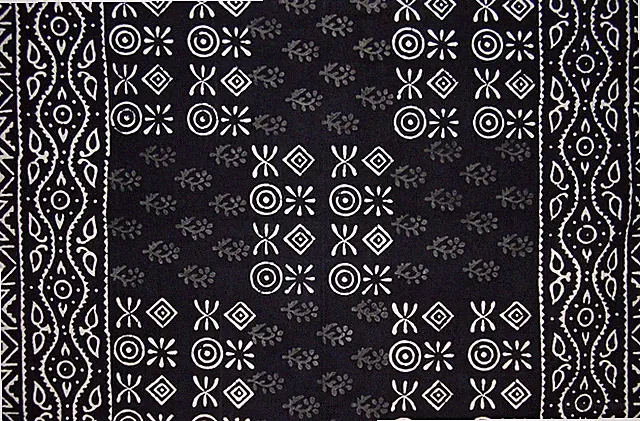 Cotton Pillow Cover Veggie Dye Block Print 30" x 20" Basic Black
