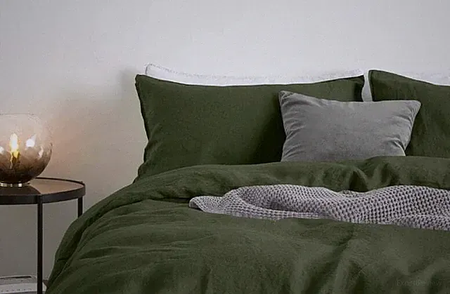 Dark moss green Linen Duvet Cover, California Duvet cover, Twin Full king duvet