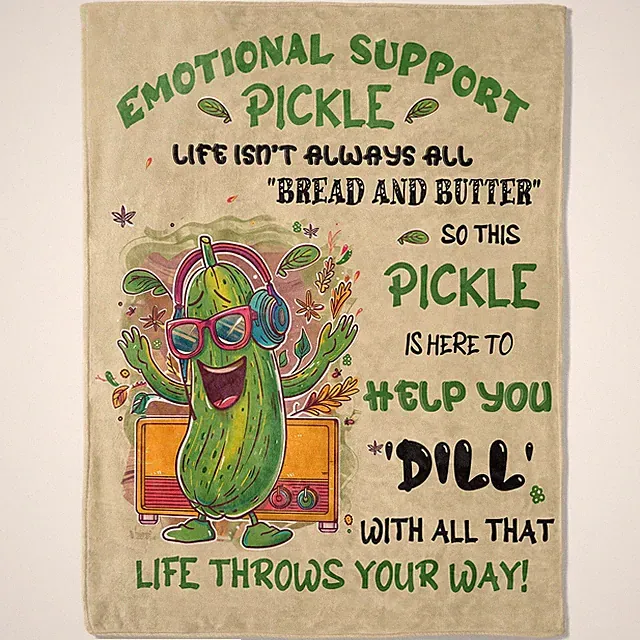 Emotional Support Pickle Throw Blanket 50x60 Inch Funny Fruit Gift Bedding