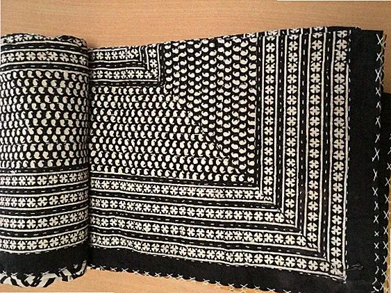KANTHA QUILT BEDSPREAD COTTON HANDMADE VEGETABLE INDIAN BLANKET KING SIZE,CRAZY.