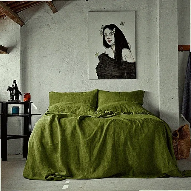 Linen Duvet Cover Green Duvet Cover / Stonewashed Linen Bedding / Twin, Full