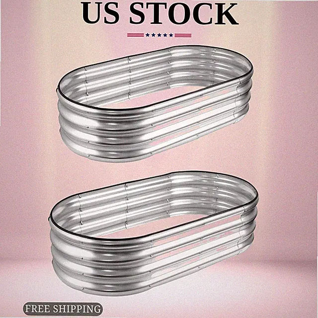 NEW Raised Garden Bed 2 Pcs 4x2x1ft Galvanized Planter Box Outdoor Vegetables