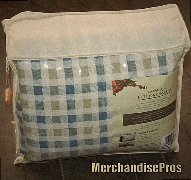 PARK B SMITH KING JACQUARD VEGETABLE CHECKED DUVET COVER SET NEW WITH SHAMS!