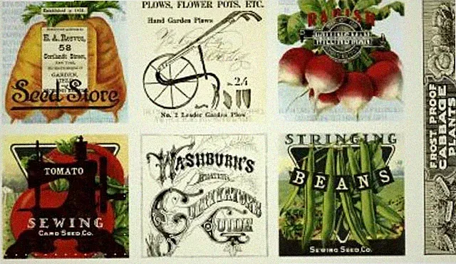 QT ~ Sewing Seeds II Garden Vegetables 24577-E ~ 100% Cotton Quilt Fabric Panels