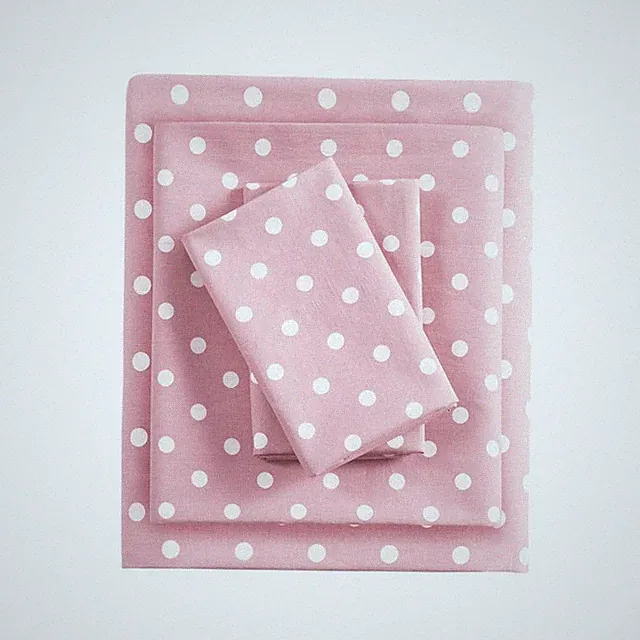 Queen Sheet Polka Dot Printed Pink Cotton Set 4-Piece