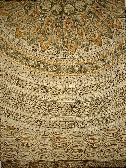 Veggie Dye Block Print Tapestry Cotton Bedspread 108" x 88" Full-Queen Green