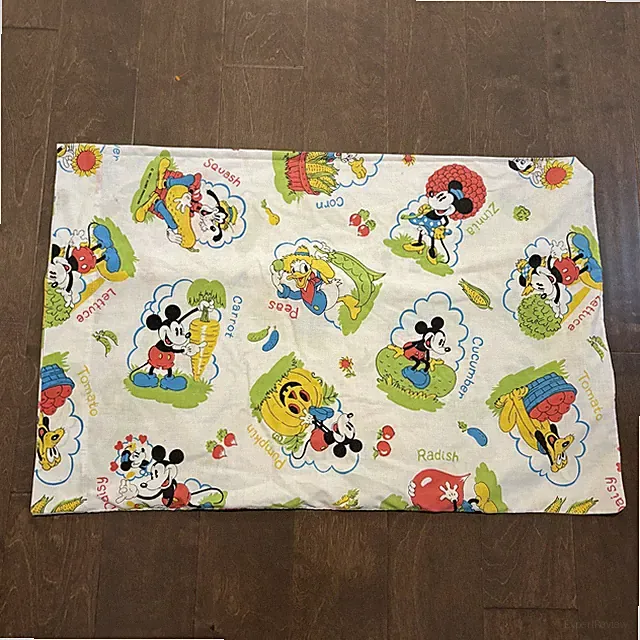 Vintage Disney Pillowcase Halloween Farmer Mickey Donald Daisy Garden 1970s 80s