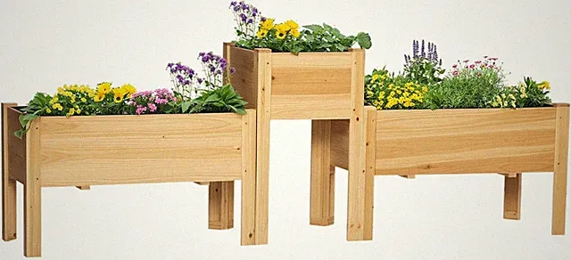 Wooden Raised Garden Bed Set of 3 for Vegetables, Herbs, and Flowers